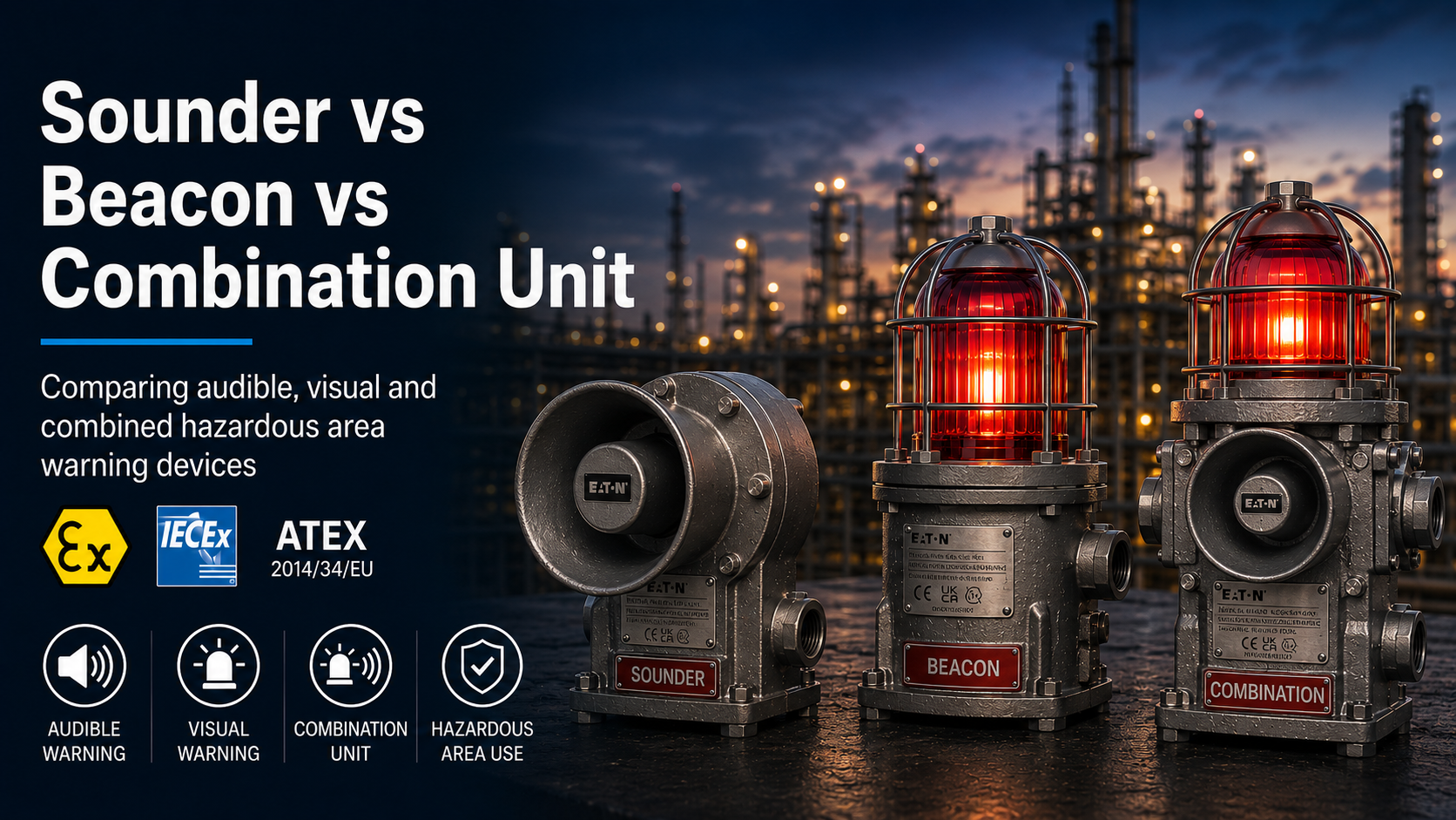 Sounder vs Beacon vs Combination Unit Hazardous area sounder beacon and combination warning unit compared